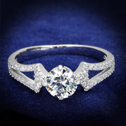 TS430 - Rhodium 925 Sterling Silver Ring with AAA Grade CZ  in Clear-0