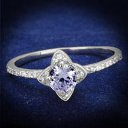 TS432 - Rhodium 925 Sterling Silver Ring with AAA Grade CZ  in Light Amethyst-0
