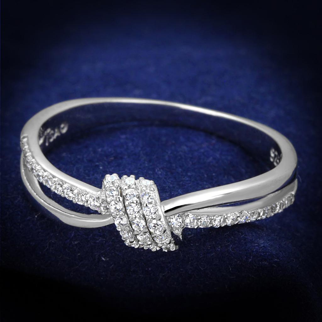 TS435 - Rhodium 925 Sterling Silver Ring with AAA Grade CZ  in Clear-0