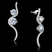 TS441 - Rhodium 925 Sterling Silver Earrings with AAA Grade CZ  in Clear-0