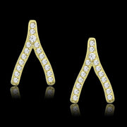 TS443 - Gold 925 Sterling Silver Earrings with AAA Grade CZ  in Clear-0