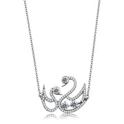 TS447 - Rhodium 925 Sterling Silver Chain Pendant with AAA Grade CZ  in Clear-0