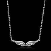 TS448 - Rhodium 925 Sterling Silver Chain Pendant with AAA Grade CZ  in Clear-0