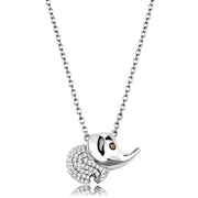 TS450 - Rhodium 925 Sterling Silver Chain Pendant with AAA Grade CZ  in Topaz-0