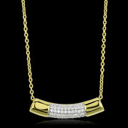 TS452 - Gold+Rhodium 925 Sterling Silver Chain Pendant with AAA Grade CZ  in Clear-0