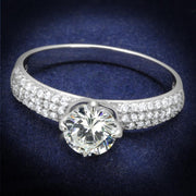 TS458 - Rhodium 925 Sterling Silver Ring with AAA Grade CZ  in Clear-0