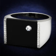TS459 - Rhodium 925 Sterling Silver Ring with Synthetic Onyx in Jet-0