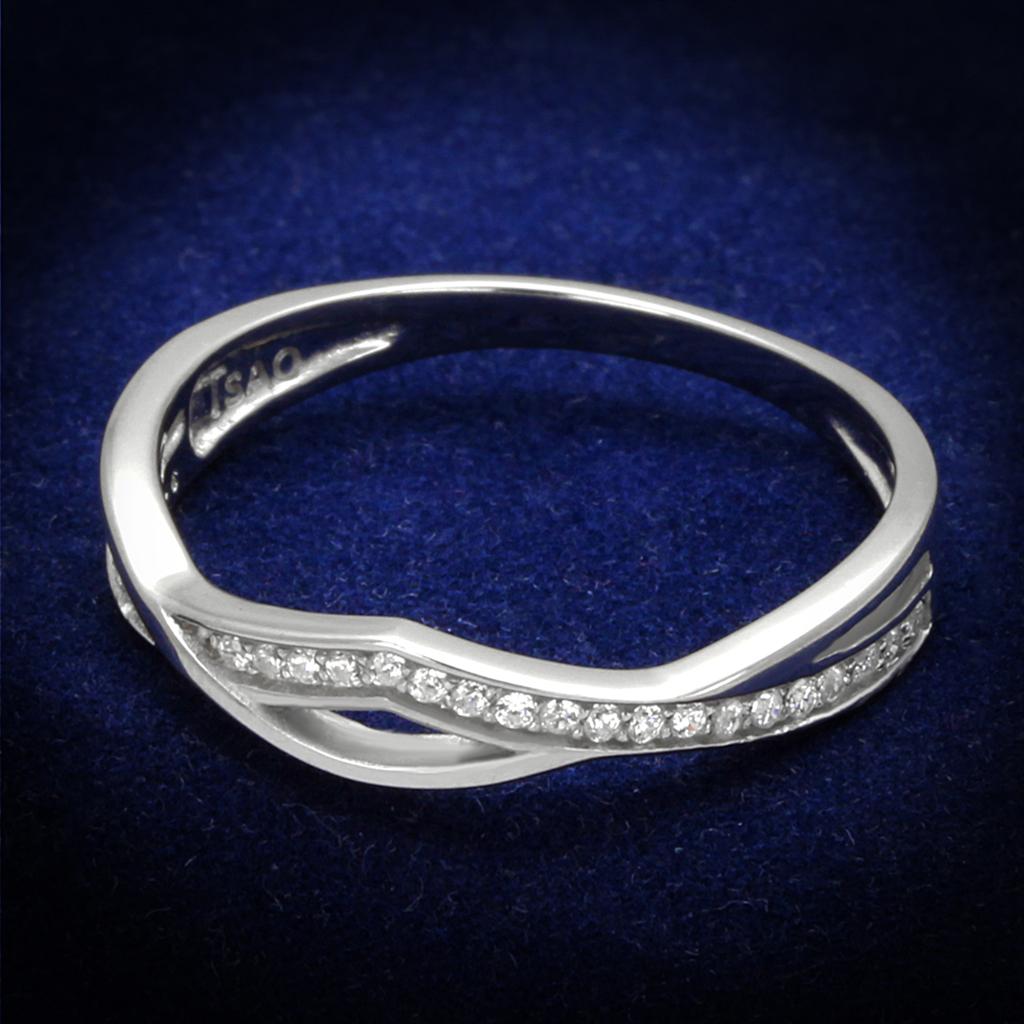 TS471 - Rhodium 925 Sterling Silver Ring with AAA Grade CZ  in Clear-0