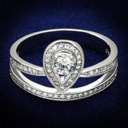 TS476 - Rhodium 925 Sterling Silver Ring with AAA Grade CZ  in Clear-0