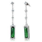 TS478 - Rhodium 925 Sterling Silver Earrings with AAA Grade CZ  in Emerald-0