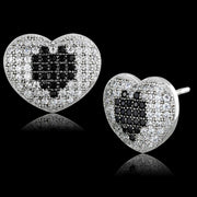 TS483 - Rhodium + Ruthenium 925 Sterling Silver Earrings with AAA Grade CZ  in Black Diamond-0