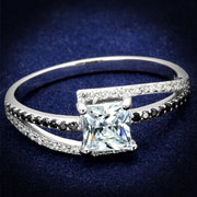 TS488 - Rhodium 925 Sterling Silver Ring with AAA Grade CZ  in Clear-0