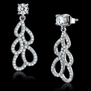 TS496 - Rhodium 925 Sterling Silver Earrings with AAA Grade CZ  in Clear-0