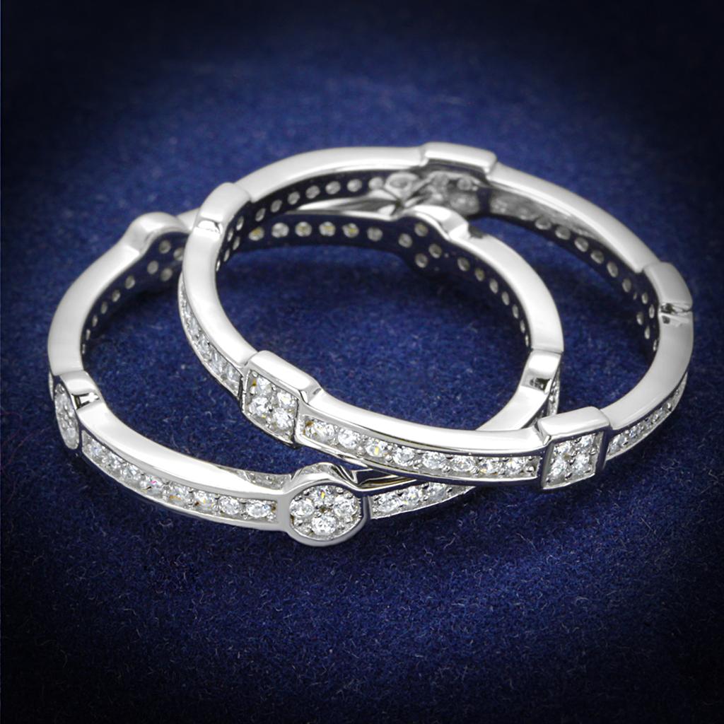 TS503 - Rhodium 925 Sterling Silver Ring with AAA Grade CZ  in Clear-0