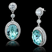 TS508 - Rhodium 925 Sterling Silver Earrings with Top Grade Crystal  in Sea Blue-0