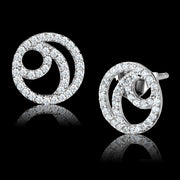 TS511 - Rhodium 925 Sterling Silver Earrings with AAA Grade CZ  in Clear-0