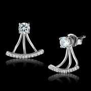 TS512 - Rhodium 925 Sterling Silver Earrings with AAA Grade CZ  in Clear-0