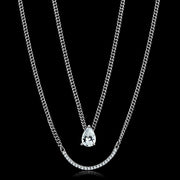 TS514 - Rhodium 925 Sterling Silver Necklace with AAA Grade CZ  in Clear-0