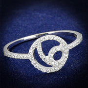 TS519 - Rhodium 925 Sterling Silver Ring with AAA Grade CZ  in Clear-0