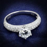 TS521 - Rhodium 925 Sterling Silver Ring with AAA Grade CZ  in Clear-0