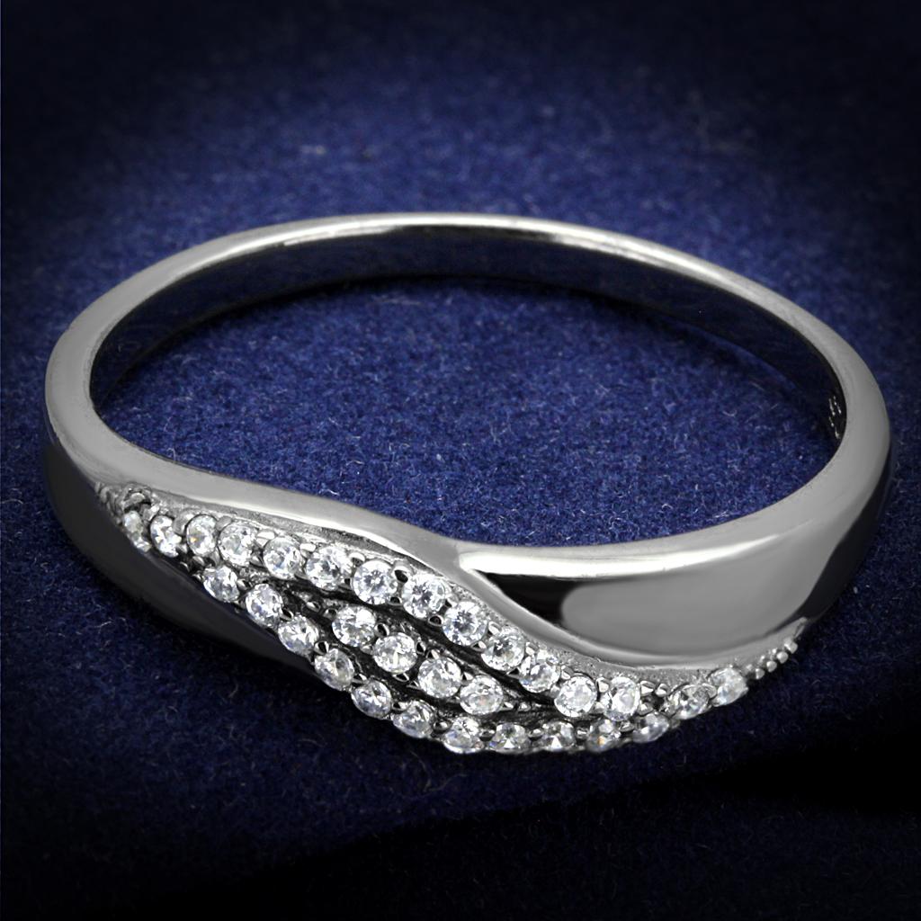 TS524 - Ruthenium 925 Sterling Silver Ring with AAA Grade CZ  in Clear-0