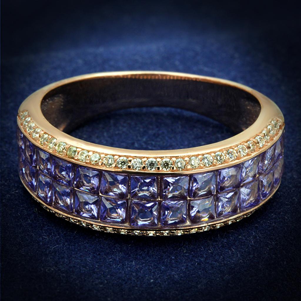 TS525 - Rose Gold 925 Sterling Silver Ring with AAA Grade CZ  in Amethyst-0