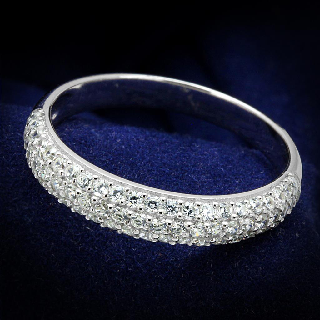 TS535 - Rhodium 925 Sterling Silver Ring with AAA Grade CZ  in Clear-0