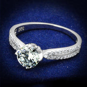 TS537 - Rhodium 925 Sterling Silver Ring with AAA Grade CZ  in Clear-0