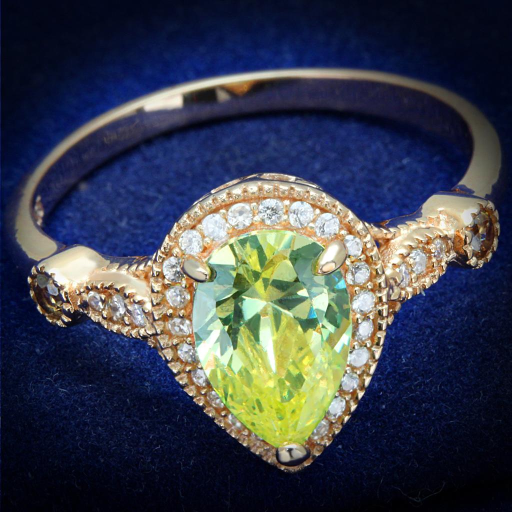 TS538 - Rose Gold 925 Sterling Silver Ring with AAA Grade CZ  in Apple Green color-0