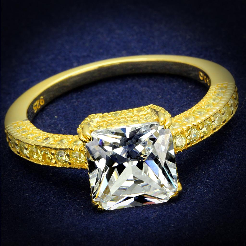TS539 - Gold 925 Sterling Silver Ring with AAA Grade CZ  in Clear-0