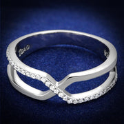 TS540 - Rhodium 925 Sterling Silver Ring with AAA Grade CZ  in Clear-0