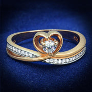 TS544 - Rose Gold + Rhodium 925 Sterling Silver Ring with AAA Grade CZ  in Clear-0