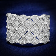 TS546 - Rhodium 925 Sterling Silver Ring with AAA Grade CZ  in Clear-0