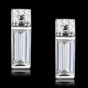 TS550 - Rhodium 925 Sterling Silver Earrings with AAA Grade CZ  in Clear-0