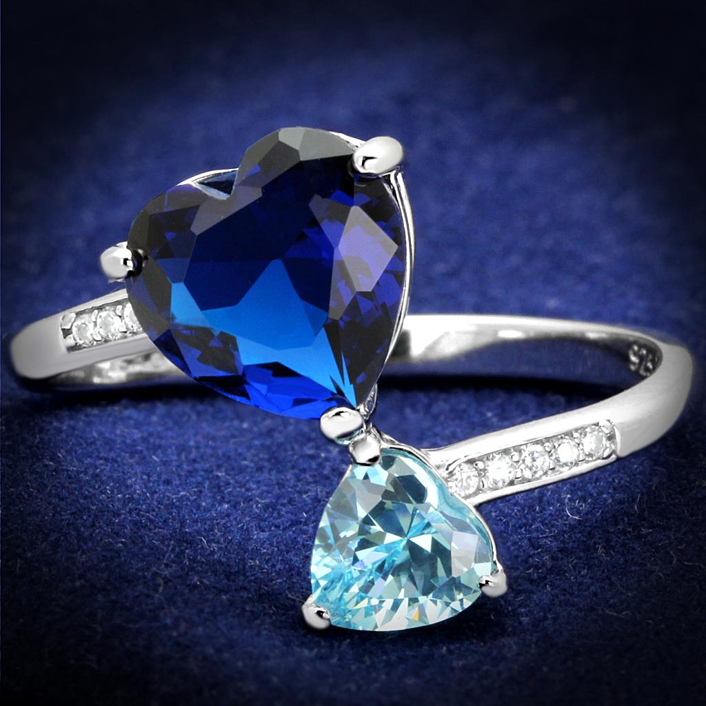 TS554 - Rhodium 925 Sterling Silver Ring with Synthetic Synthetic Glass in Montana-0