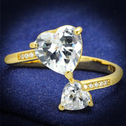 TS555 - Gold 925 Sterling Silver Ring with AAA Grade CZ  in Clear-0