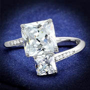 TS557 - Rhodium 925 Sterling Silver Ring with AAA Grade CZ  in Clear-0