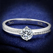 TS560 - Rhodium 925 Sterling Silver Ring with AAA Grade CZ  in Clear-0