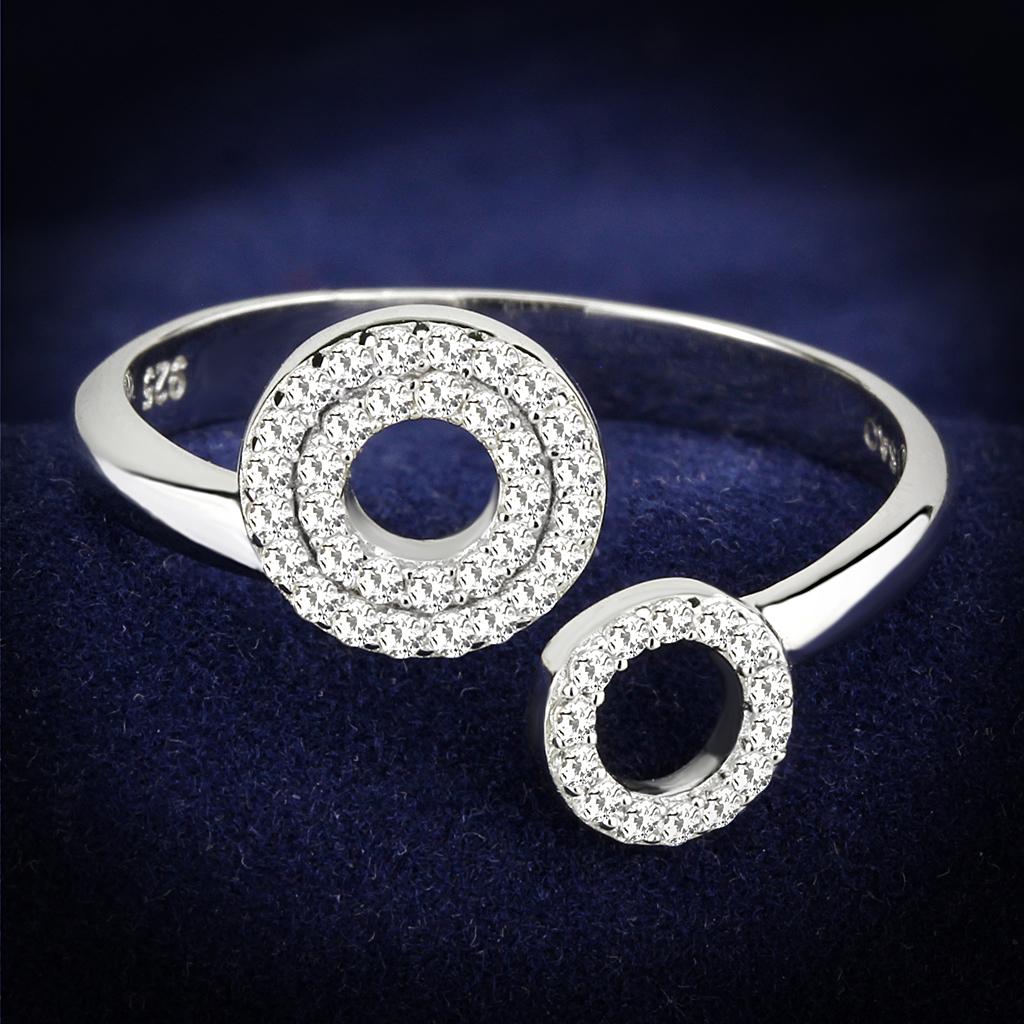 TS567 - Rhodium 925 Sterling Silver Ring with AAA Grade CZ  in Clear-0