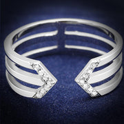TS574 - Rhodium 925 Sterling Silver Ring with AAA Grade CZ  in Clear-0