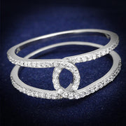 TS575 - Rhodium 925 Sterling Silver Ring with AAA Grade CZ  in Clear-0