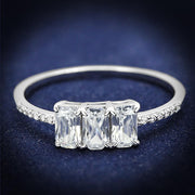 TS579 - Rhodium 925 Sterling Silver Ring with AAA Grade CZ  in Clear-0