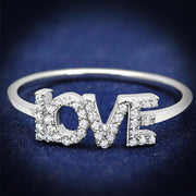 TS580 - Rhodium 925 Sterling Silver Ring with AAA Grade CZ  in Clear-0