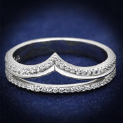 TS582 - Rhodium 925 Sterling Silver Ring with AAA Grade CZ  in Clear-0