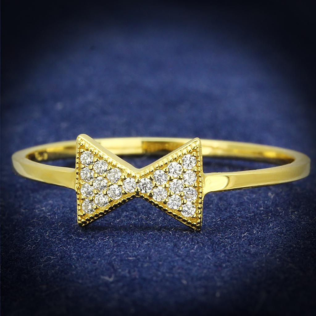 TS593 - Gold 925 Sterling Silver Ring with AAA Grade CZ  in Clear-0