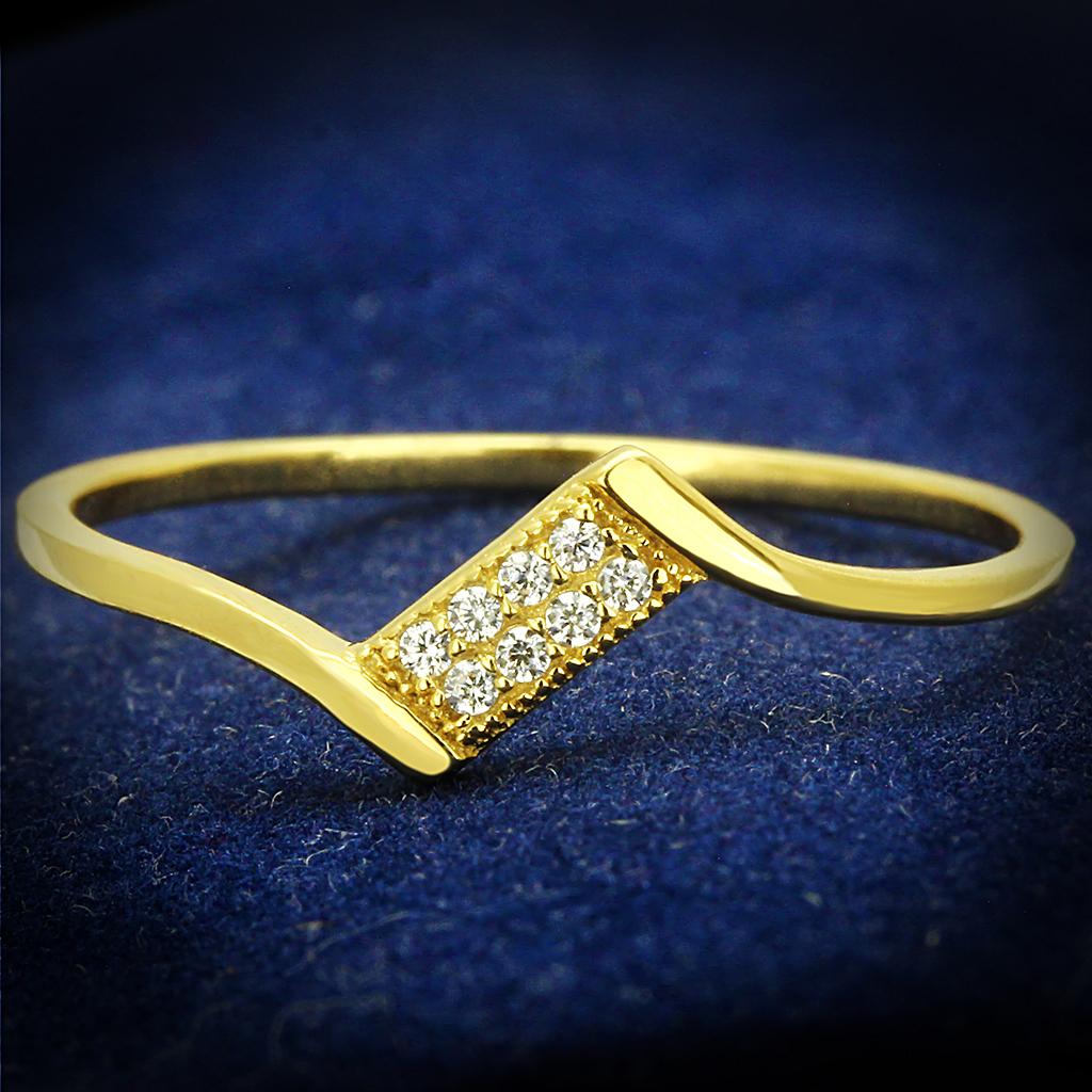 TS594 - Gold 925 Sterling Silver Ring with AAA Grade CZ  in Clear-0