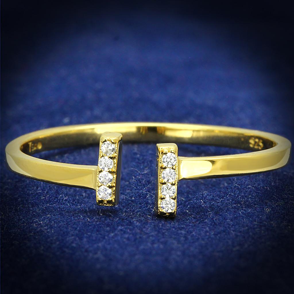 TS595 - Gold 925 Sterling Silver Ring with AAA Grade CZ  in Clear-0