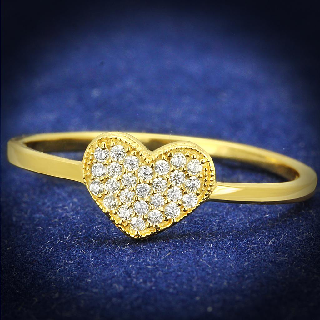 TS596 - Gold 925 Sterling Silver Ring with AAA Grade CZ  in Clear-0