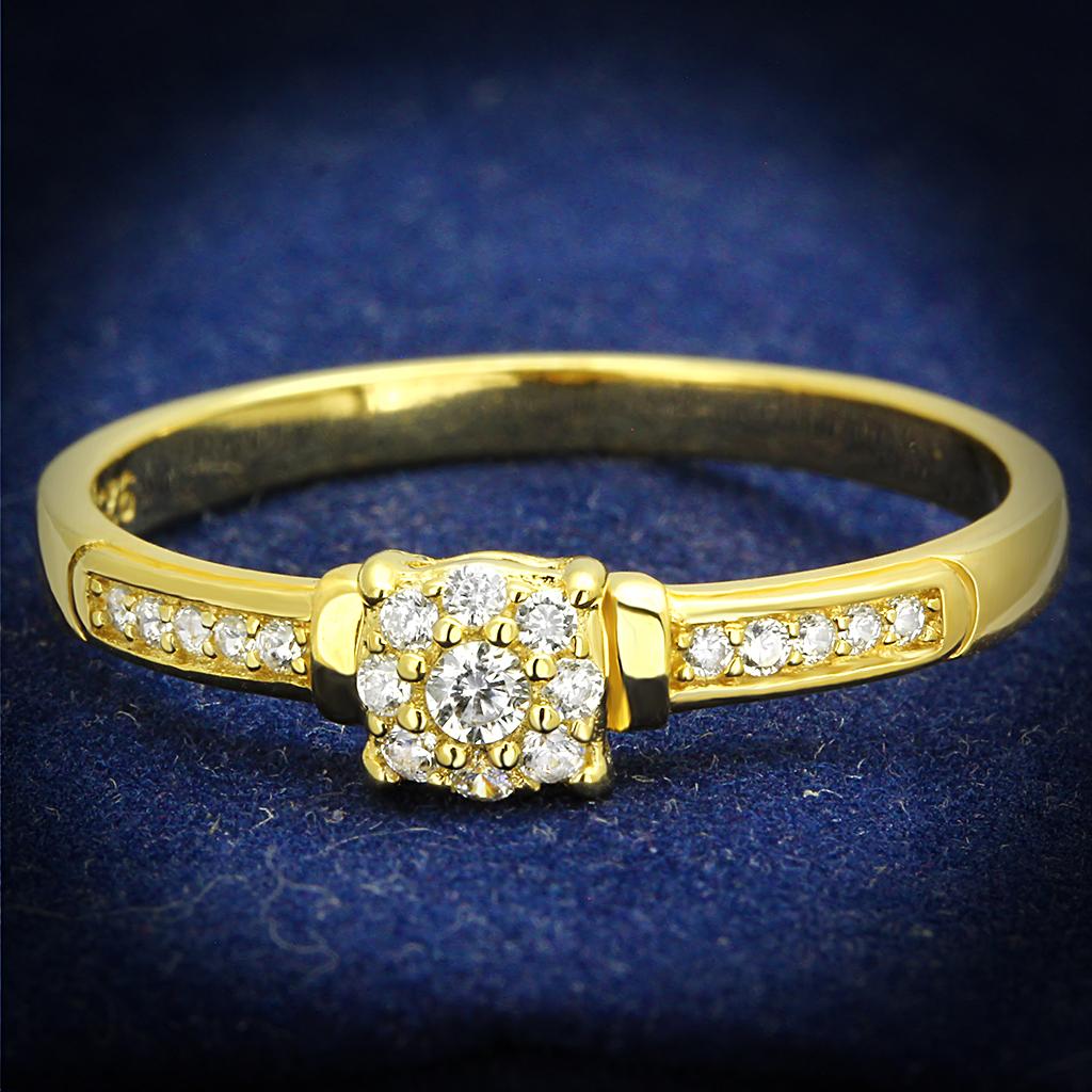 TS597 - Gold 925 Sterling Silver Ring with AAA Grade CZ  in Clear-0