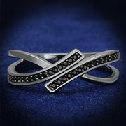 TS599 - Ruthenium 925 Sterling Silver Ring with Synthetic Spinel in Jet-0